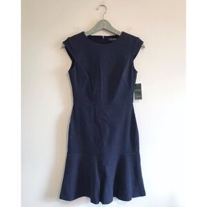 NWT Ralph Lauren Navy Dot Drop-Waist Dress
